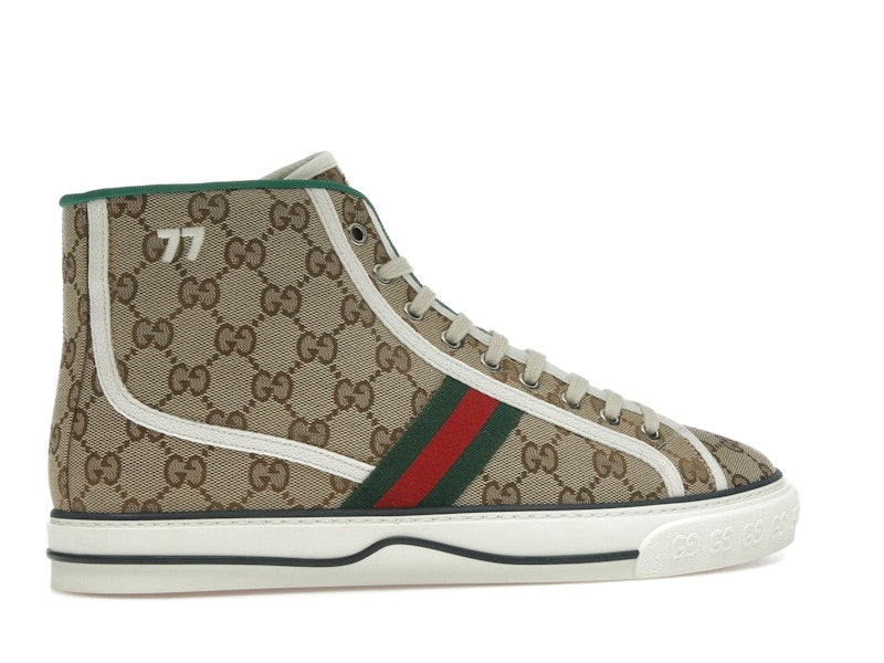 Gucci Tennis 1977 Canvas High Top Beige GG Print