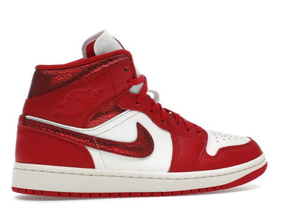 Jordan 1 Mid SE Red Cracked Leather (Women's)