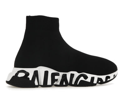 Balenciaga Speed Graffiti Trainers White Black Logo (Women's)