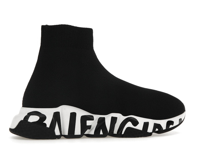 Balenciaga Speed Graffiti Trainers White Black Logo (Women's)