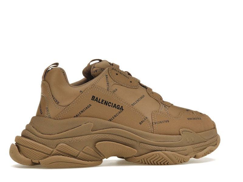 Balenciaga All Over Logo Triple S Beige