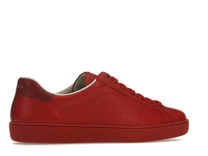 Gucci Ace Perforated Interlocking G Red