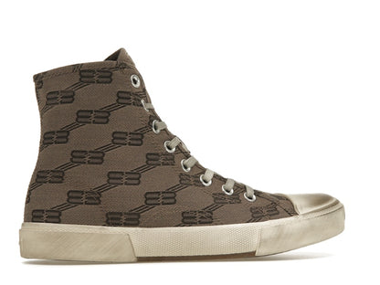 Balenciaga Paris High Top BB Monogram Dark Beige Brown