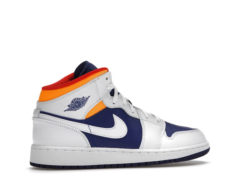 Jordan 1 Mid White Laser Orange Deep Royal Blue (GS)