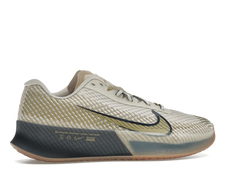 Nike Court Vapor 11 HC Premium Sanddrift Thunder Blue Gum Medium Brown Metallic Gold