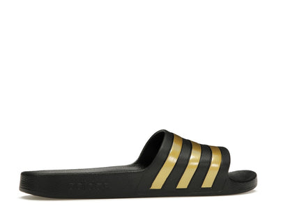adidas Adilette Aqua Slides Core Black Gold Metallic