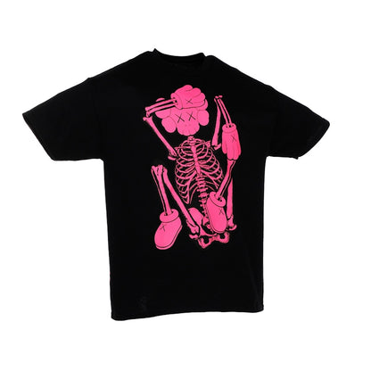 KAWS SKELETON NEW FICTION T-shirt Pink