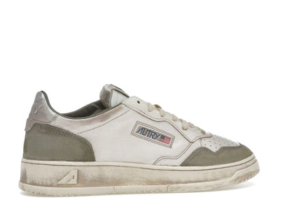 Autry Medalist Low Super Vintage White Silver Lizard