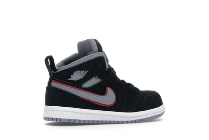 Jordan 1 Mid Black Particle Grey Gym Red (TD)