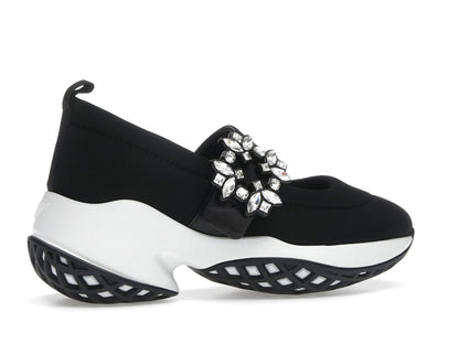 Roger Vivier Viv' Run Babies Black White Crystal Buckle (Women's)