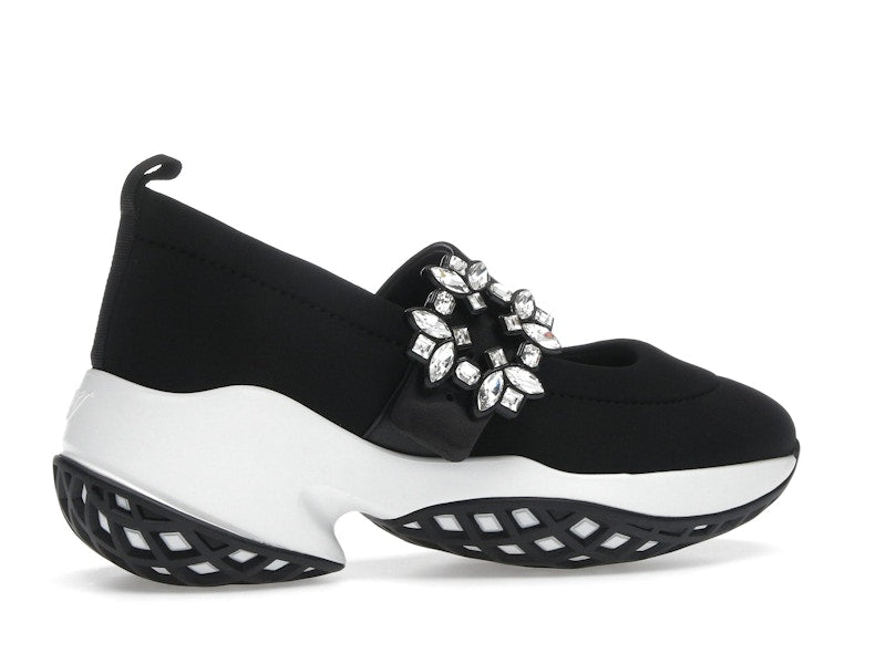 Roger Vivier Viv' Run Babies Black White Crystal Buckle (Women's)