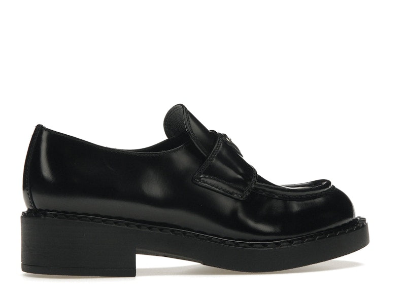 Prada Chocolate 50mm Loafer Black Brushed Leather