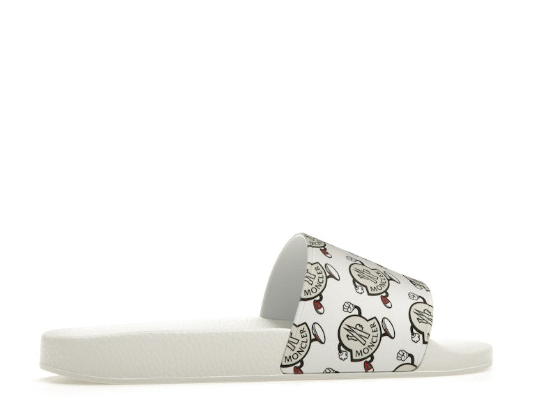 Moncler Basile Slide Logo Print White