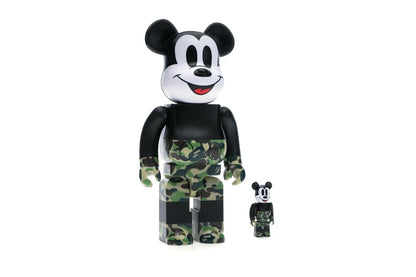 Bearbrick BAPE Mickey Mouse 100% & 400% Set Black/Green Camo