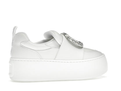 Roger Vivier Viv' Up White Crystal Buckle (Women's)