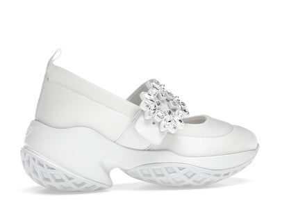 Roger Vivier Viv' Run Babies White Crystal Buckle (Women's)