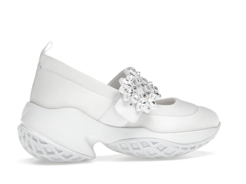 Roger Vivier Viv' Run Babies White Crystal Buckle (Women's)