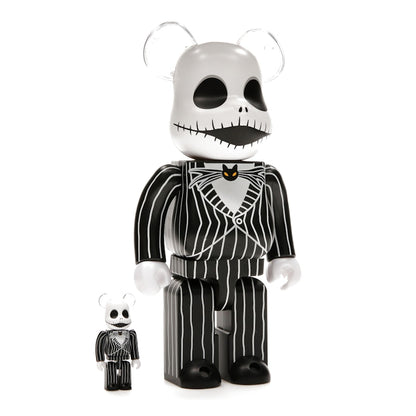 Bearbrick x Disney Tim Burton's The Nightmare Before Christmas Jack Skellington 100% & 400% Set