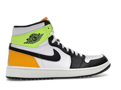 Jordan 1 Retro High Golf White University Gold Volt Black