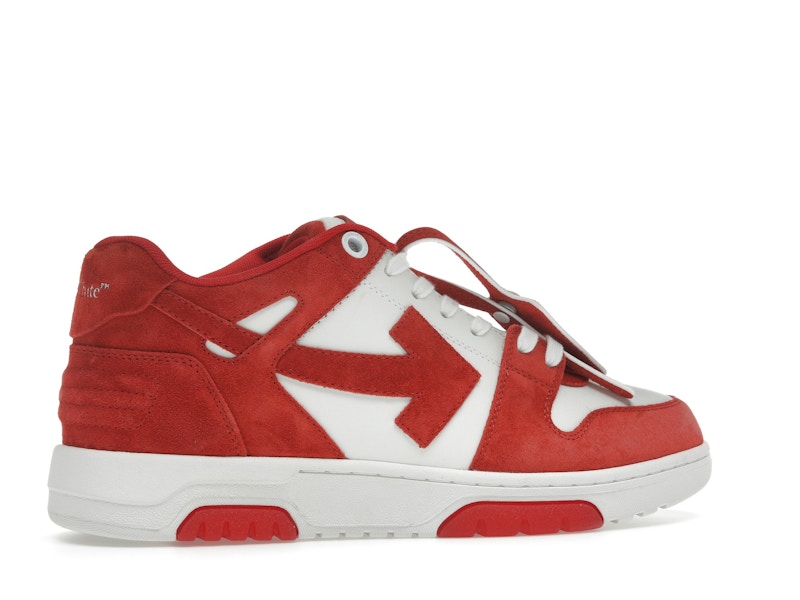 OFF-WHITE Out Of Office "OOO" Low Tops Brick Red White Suede