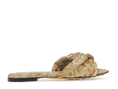 Bottega Veneta Raffia Stretch Flat Sandals Macadamia (Women's)