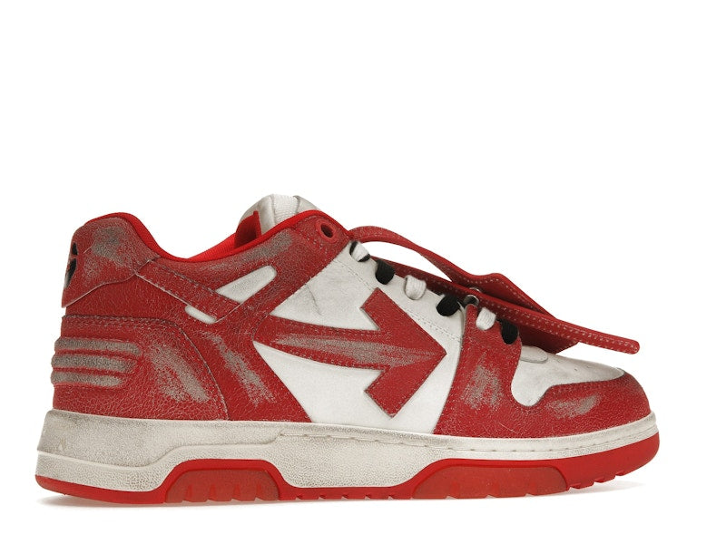 OFF-WHITE Out Of Office OOO Low Tops Red White Vintage Distressed Leather