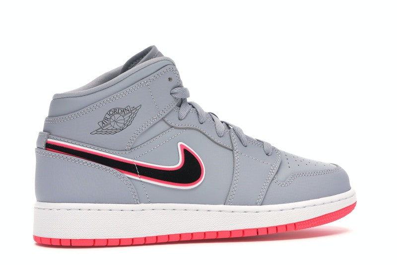 Jordan 1 Mid Wolf Grey Racer Pink Black (GS)