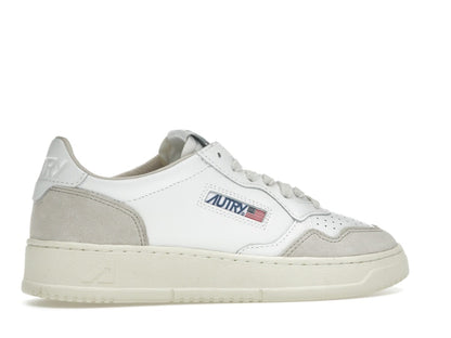 Autry Medalist Leather Low White Beige Suede (Women's)