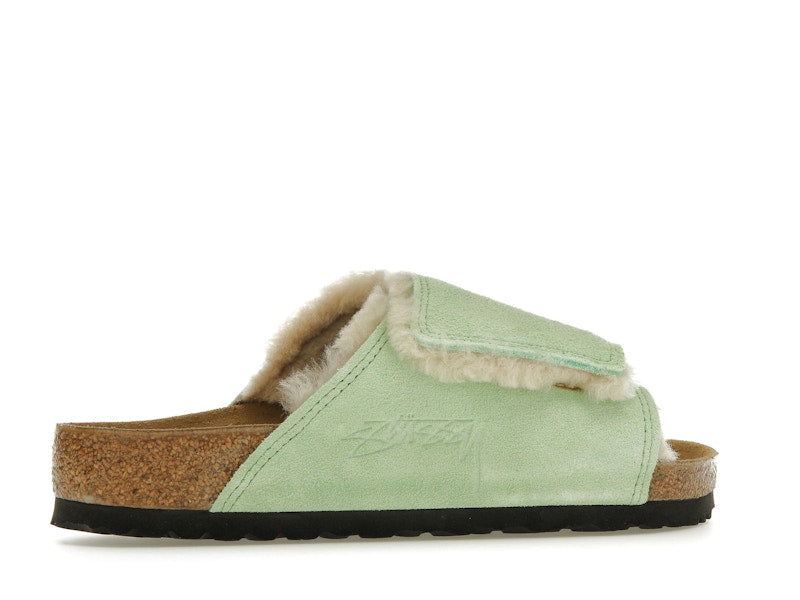 Birkenstock Solana Shearling Slide Stussy Washed Green