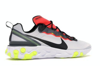 Nike React Element 55 Pure Platinum Bright Crimson Volt