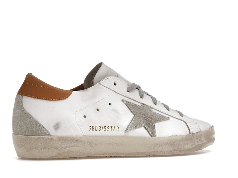 Golden Goose Super-Star White Vacchetta Tan Grey Suede Patch (Women's)
