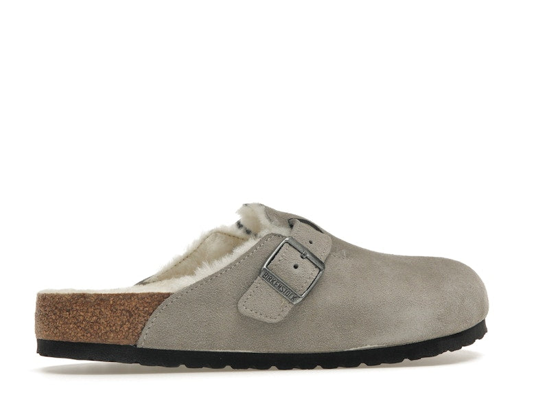 Birkenstock Boston Shearling Suede Stone Coin