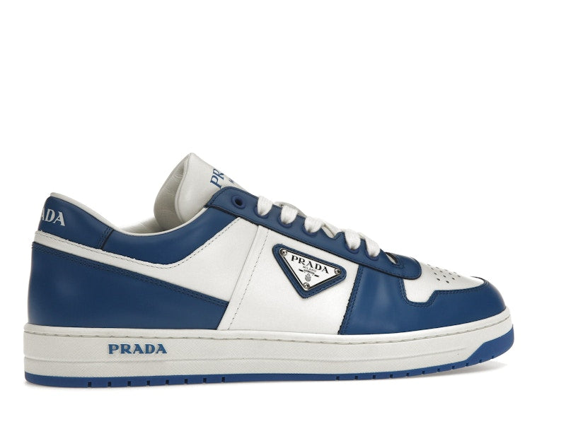 Prada Downtown Low Top Sneakers Leather White Cobalt Blue