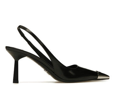Prada 75mm Slingback Pump Black Leather