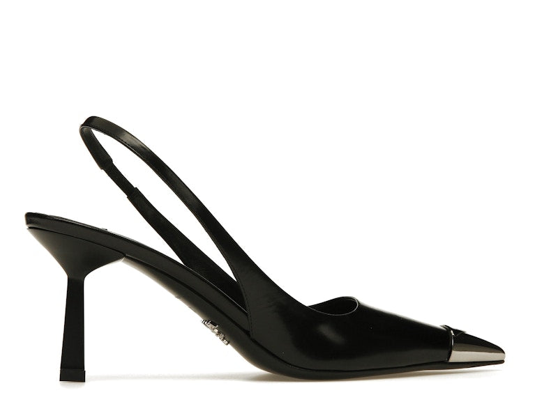 Prada 75mm Slingback Pump Black Leather