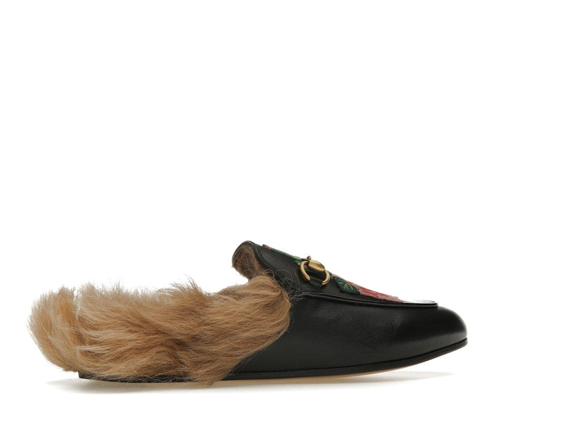 Gucci Floral Embroidered Princetown Mules Black (Women's)