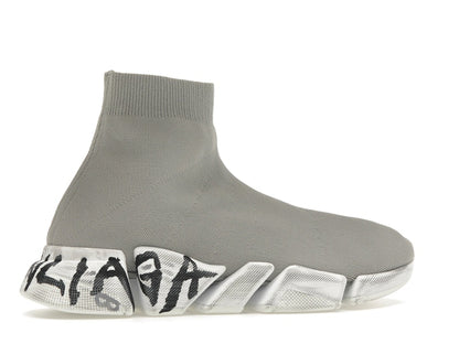 Balenciaga Speed 2.0 Graffiti Recycled Knit Grey White
