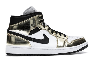 Jordan 1 Mid Metallic Gold Black White