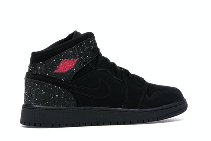 Jordan 1 Mid Black Rush Pink White Splatter (GS)