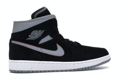 Jordan 1 Mid Black Particle Grey Gym Red