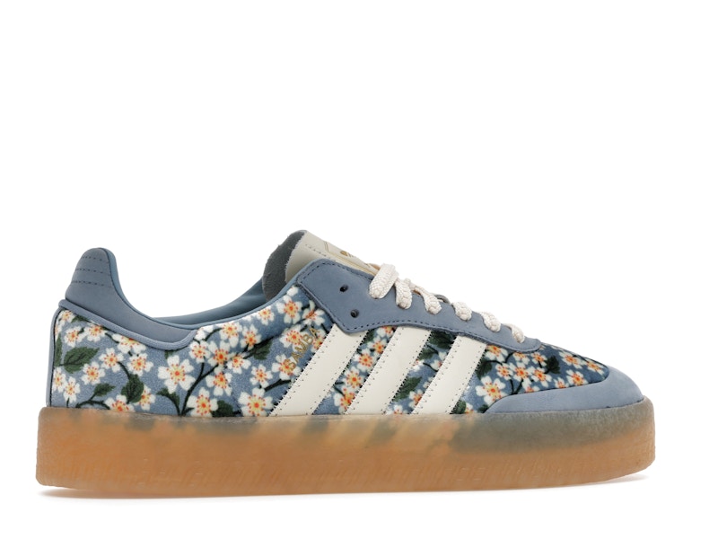 adidas Sambae Liberty London Floral Embroidery Blue Cream White (Women's)