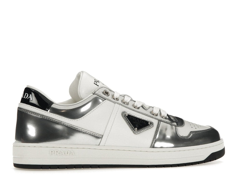 Prada Downtown Low Top Sneakers Leather White Silver