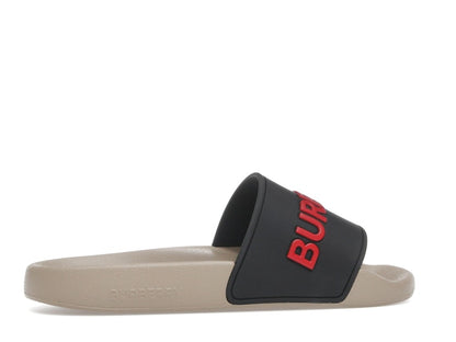 Burberry Embossed Logo Slide Black Red Tan (Women's)