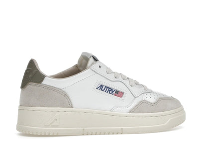 Autry Medalist Leather Low White Covert Green Beige (Women's)