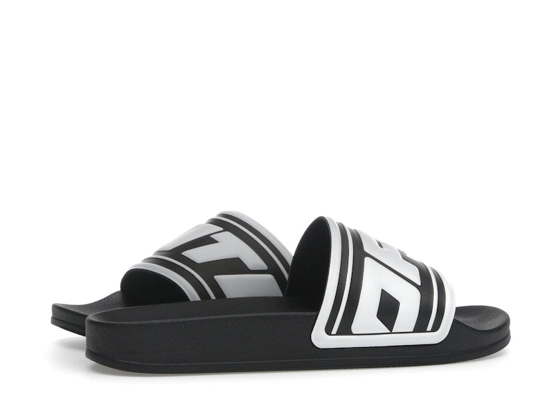 OFF-WHITE Embossed Logo Pool Slides Black White (Women's)