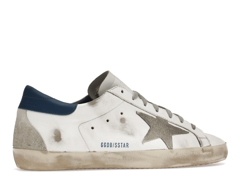 Golden Goose Super-Star White Royal Blue Grey Suede Patch