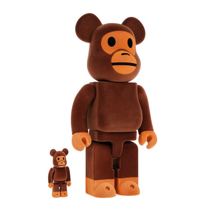 Bearbrick x Bape Baby Milo Flocky Ver. 100% & 400% Set