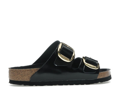 Birkenstock Arizona Big Buckle Natural Leather Patent Black Gold (Women's)
