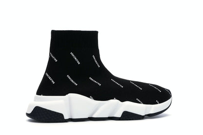 Balenciaga Speed Trainer Logo Print Black White (Women's)