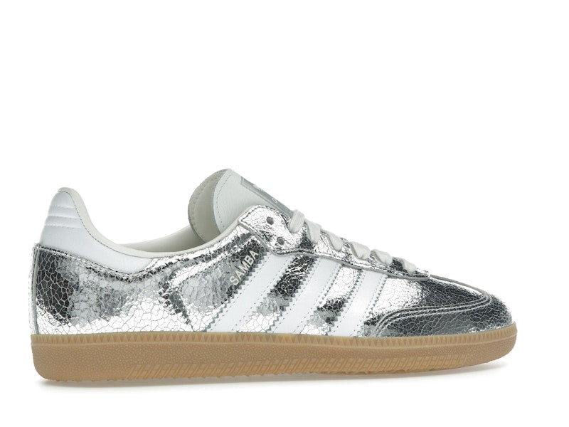 adidas Samba OG Silver Metallic Cracked Leather (Women's)